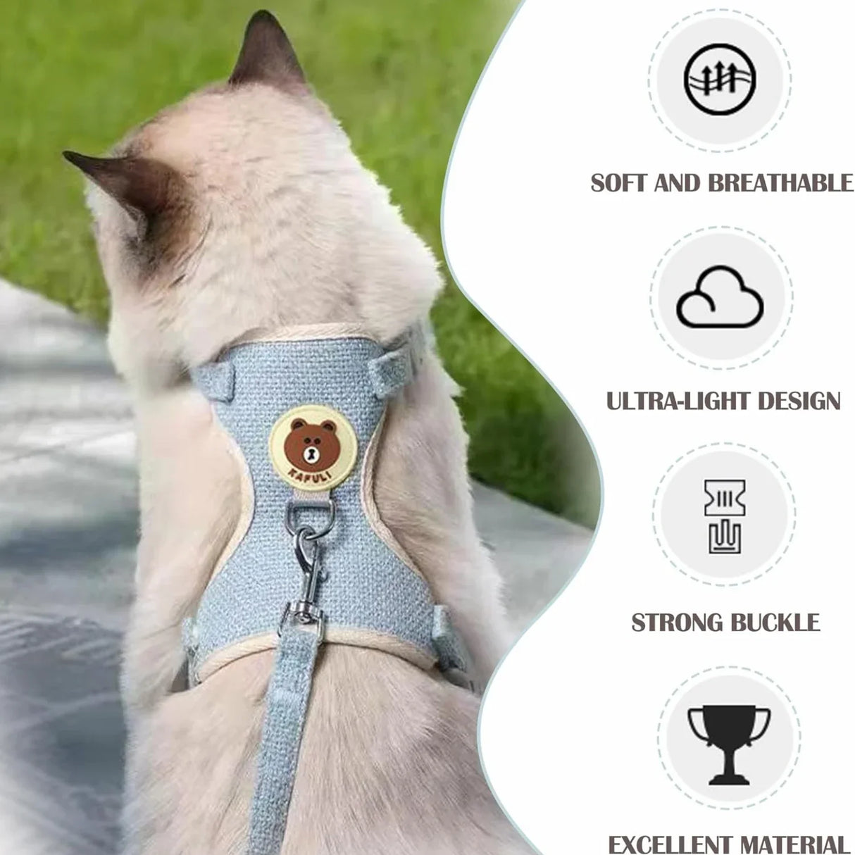 Cute Rabbit Harness Leash Set Bunny Soft Padded