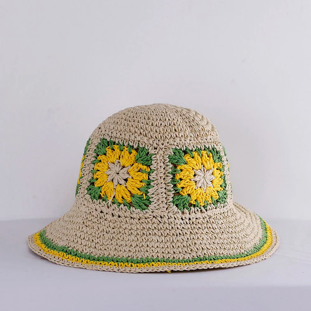 Hollowed Womens Straw Hats crochet hat bucket hat