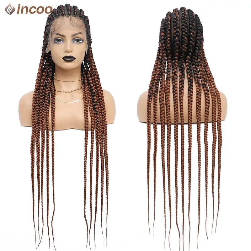 36" Full Lace Braided Wigs Women Jumbo Knotless