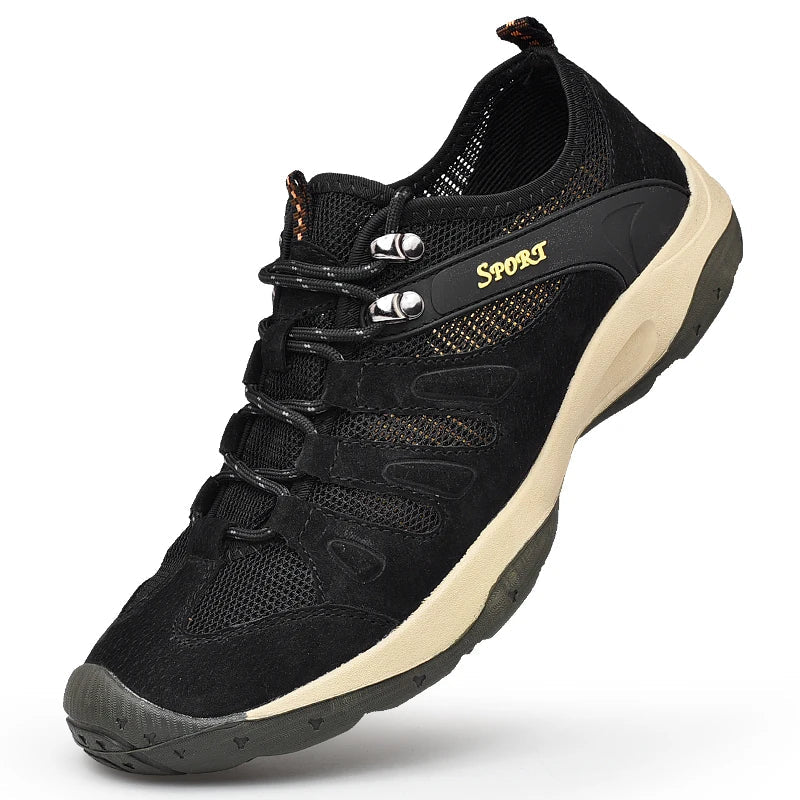 Men Sneakers Breathable Mesh Leather Outdoor Trail Sneakers