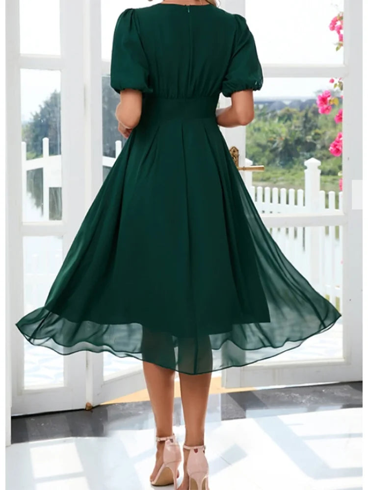 Women's Plus Size Chic Dress V-Neck Elegant A-line
