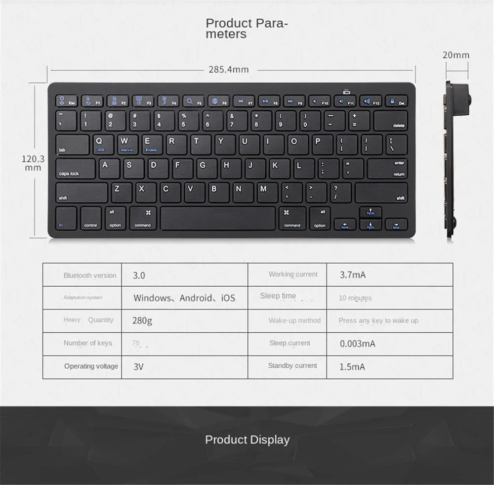 Mini Wireless Keyboard Portable Bluetooths PC Tablet Smart