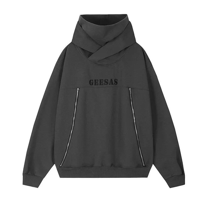Japanese Streetwear Letter Embroidered Ninja Hoodies For Men