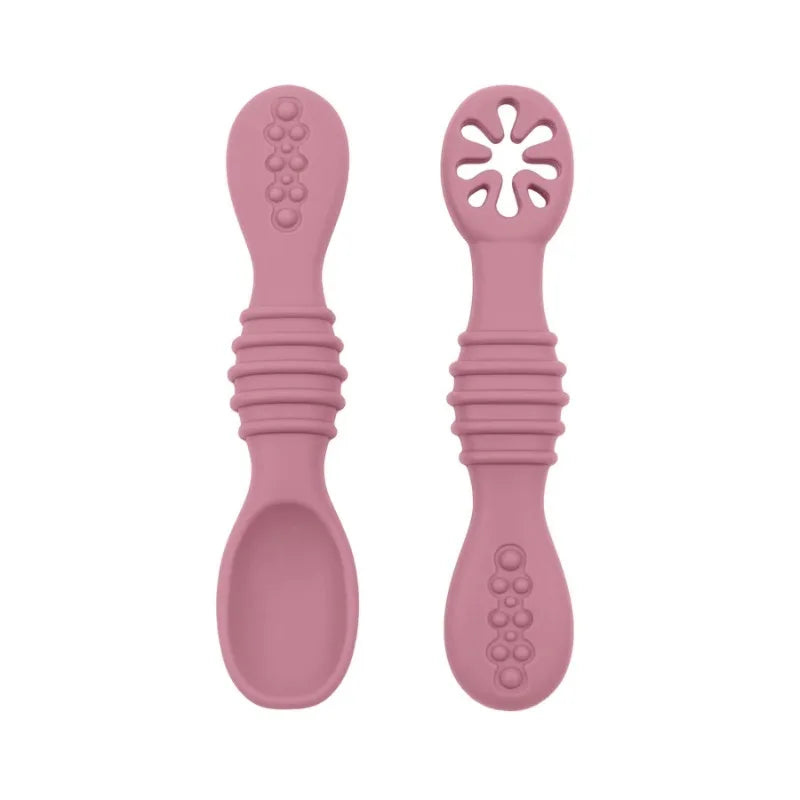 2PCS Cute Baby Learning Spoons Utensils Set Food