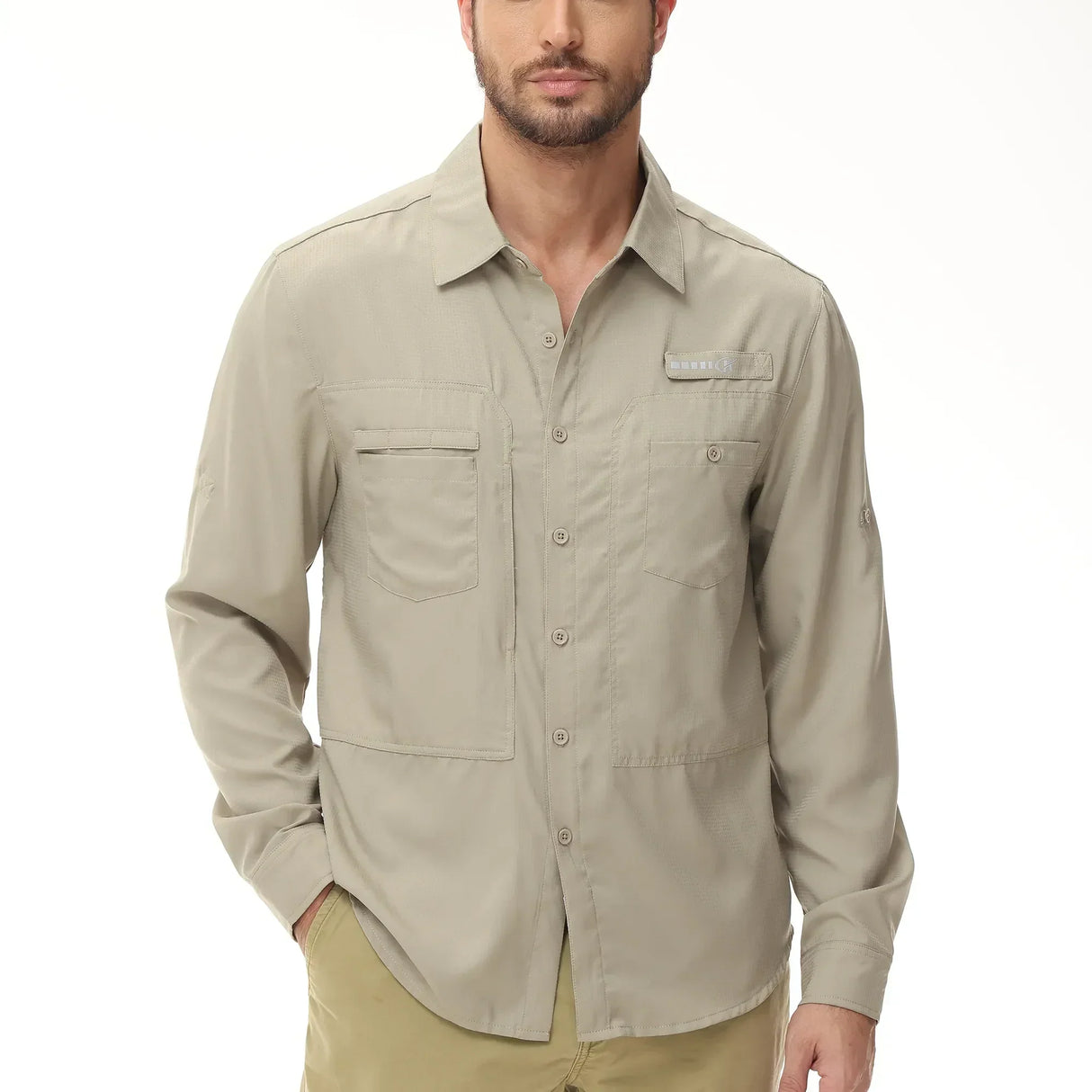 Men's Fishing Shirts Casual Cargo Hiking Shirt Long