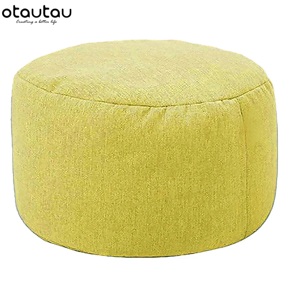 OTAUTAU Round Stool D30cm*H20cm Linen Bean Bag Ottoman