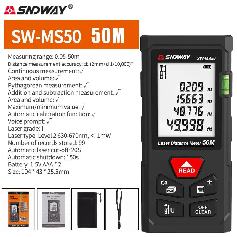 SNDWAY Laser Distance Meter Digital Rangefinder Mini Laser