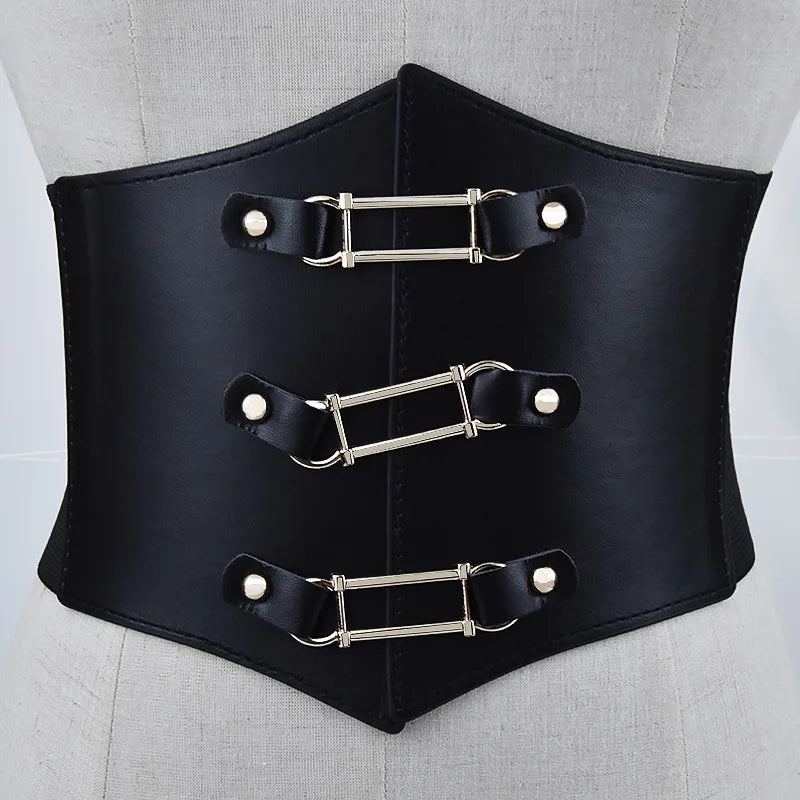 Fashion Gothic Elastic Belts for Woman Sexy Black