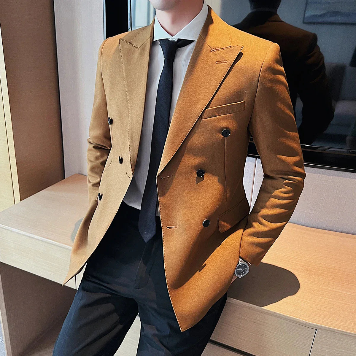 2022 Fashion Double Breasted Suit Jacket Slim Fit