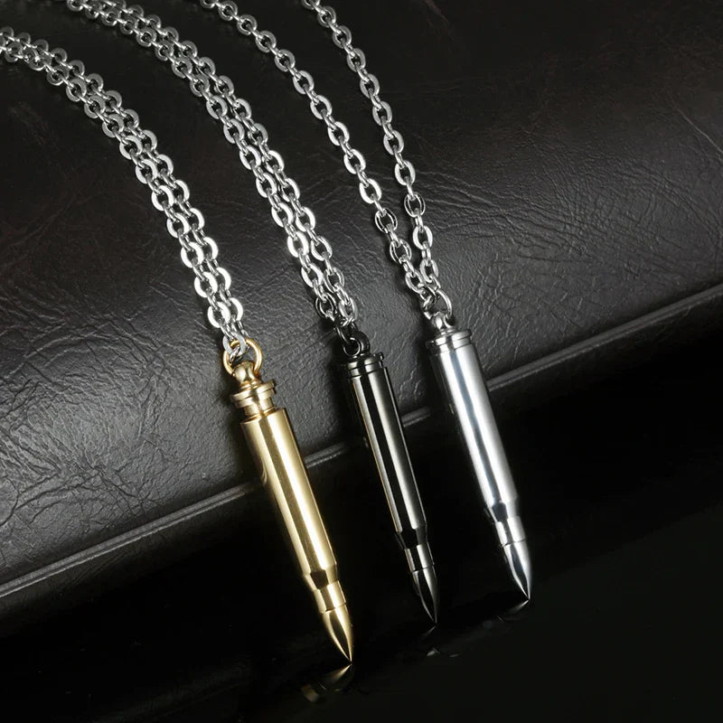 Bullet Necklace for Men Hiphop Silver Gold Black