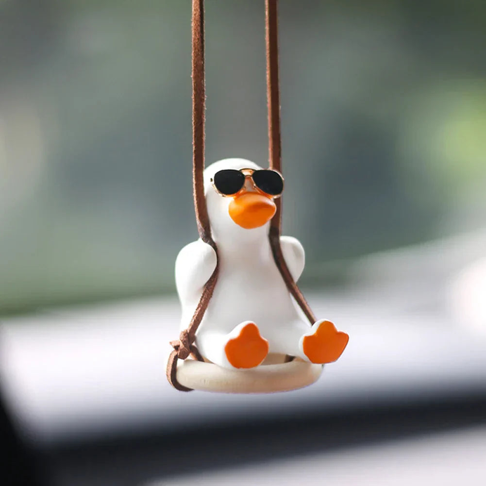 Gypsum Cool White Swing Duck with Sunglasses Automoblie