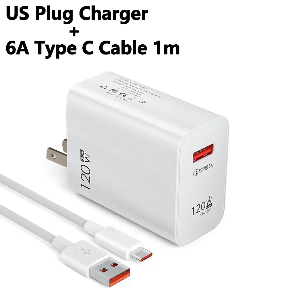 120W USB GaN Charger Quick Charge 3.0 Fast