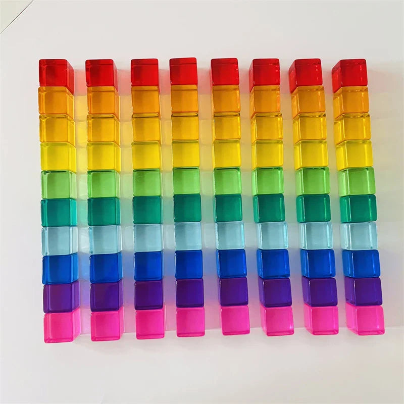 Acrylic Cubes Rainbow Gem Blocks Transparent Stacking Toys