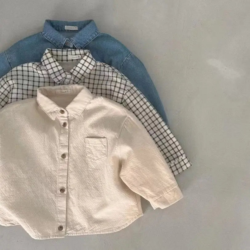 2023 Autumn New Baby Long Sleeve Lapel Shirts
