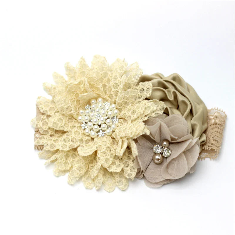Baby girls Flower Headband Newborn Infant Pearl Flowers