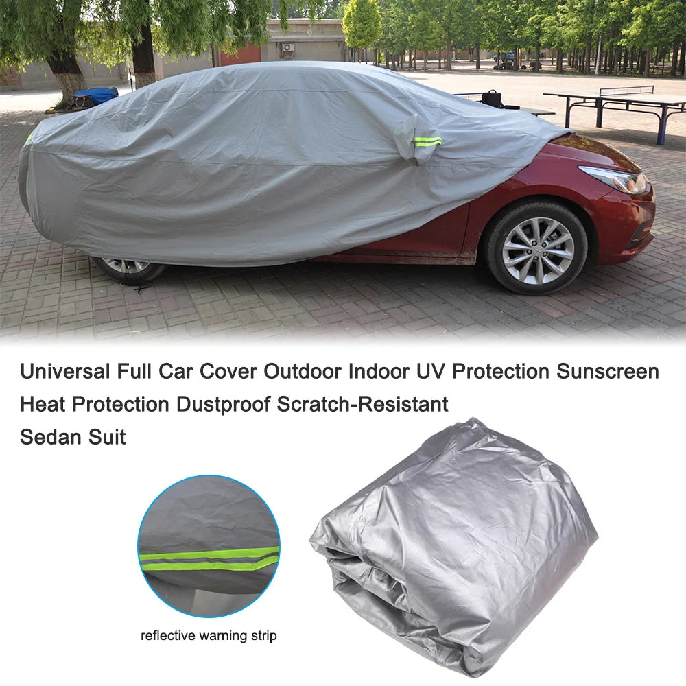 Vislone Universal Full Car Cover Outdoor Indoor UV Protection Sunscreen Heat Protection Dustproof Scratch-Resistant Sedan Suit