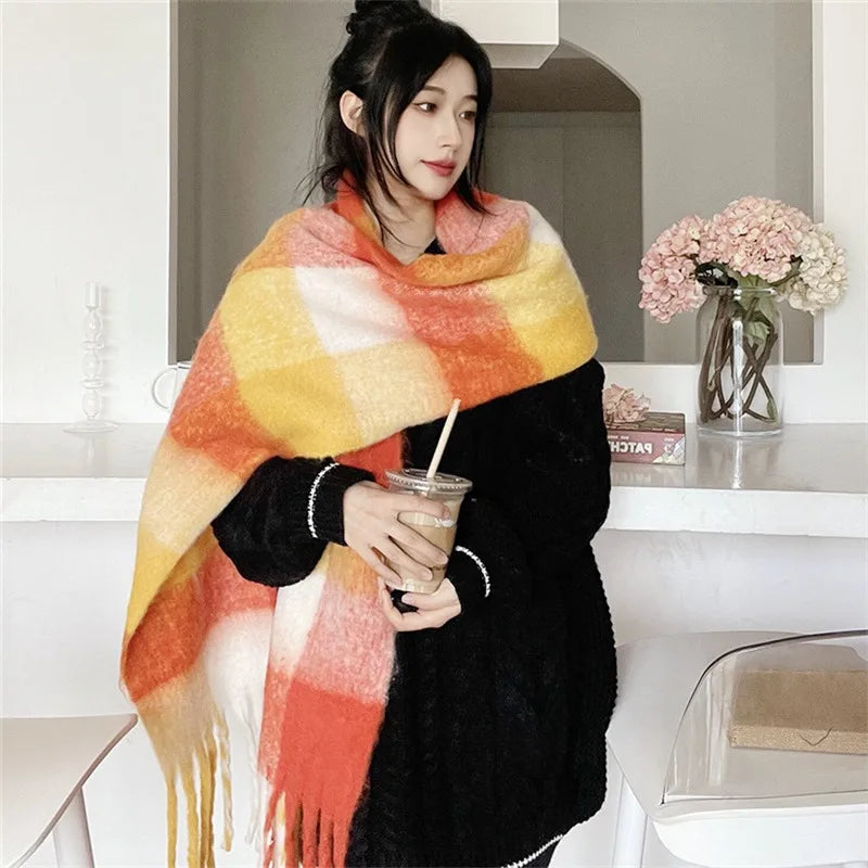 Winter Women Plaid Scarf Winter AC Pamanhmina Shawls
