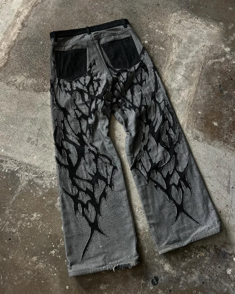 European and American Fashionable High-waisted Trousers Raw Edge