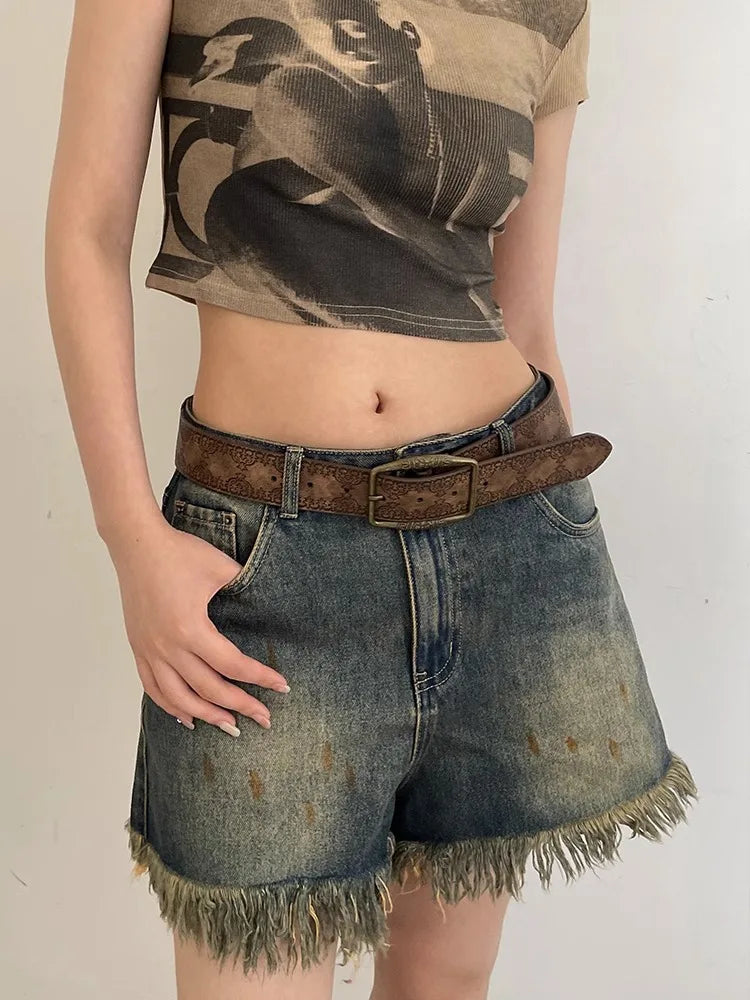 Pattern Print Retro Y2K Belts For Women Luxury