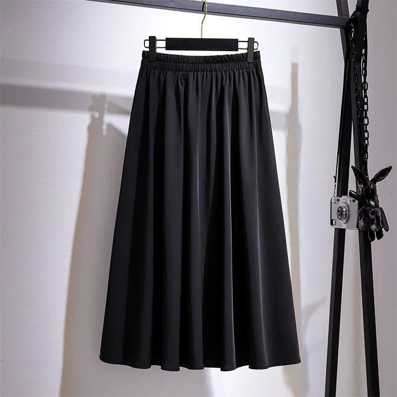 Plus size Womens Spring Casual Skirt Black drapery