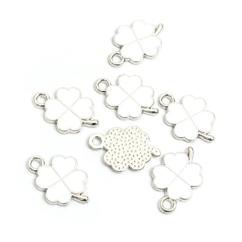 Dopamine Fourleaf Clover Enamel Charms 20pcs DIY Necklace