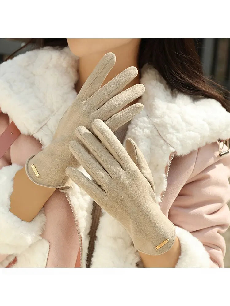 New Winter Padded Warm Gloves Cute Solid Color