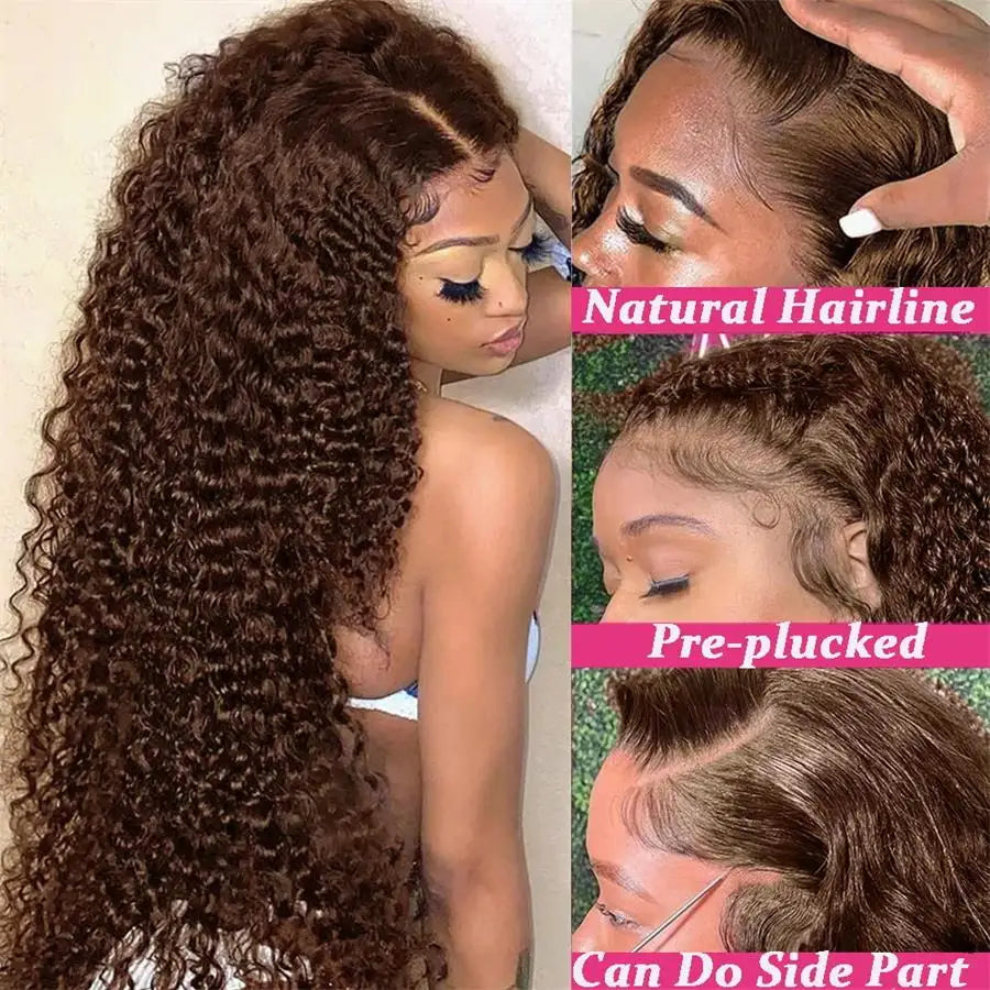 4x4 13x4 Chocolate Brown Lace Front Wig 13x6