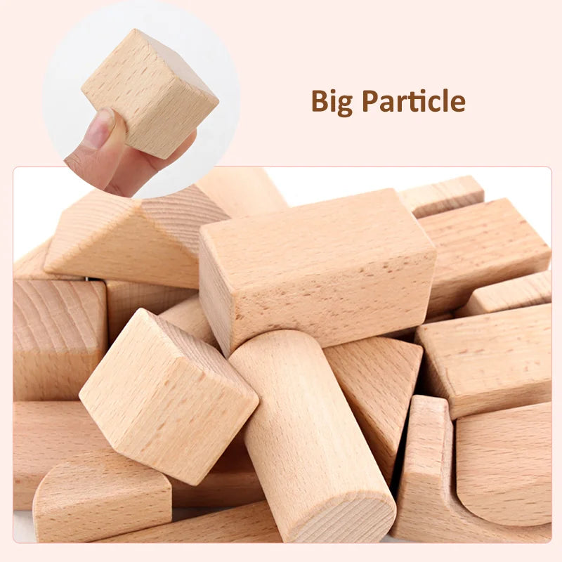 22pcs Building Blocks Beech Wooden Log Stacking Blocks