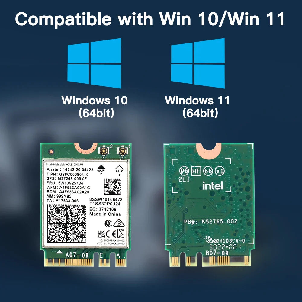 5374Mbps Intel AX210 Wifi 6E M.2 NGFF Wireless