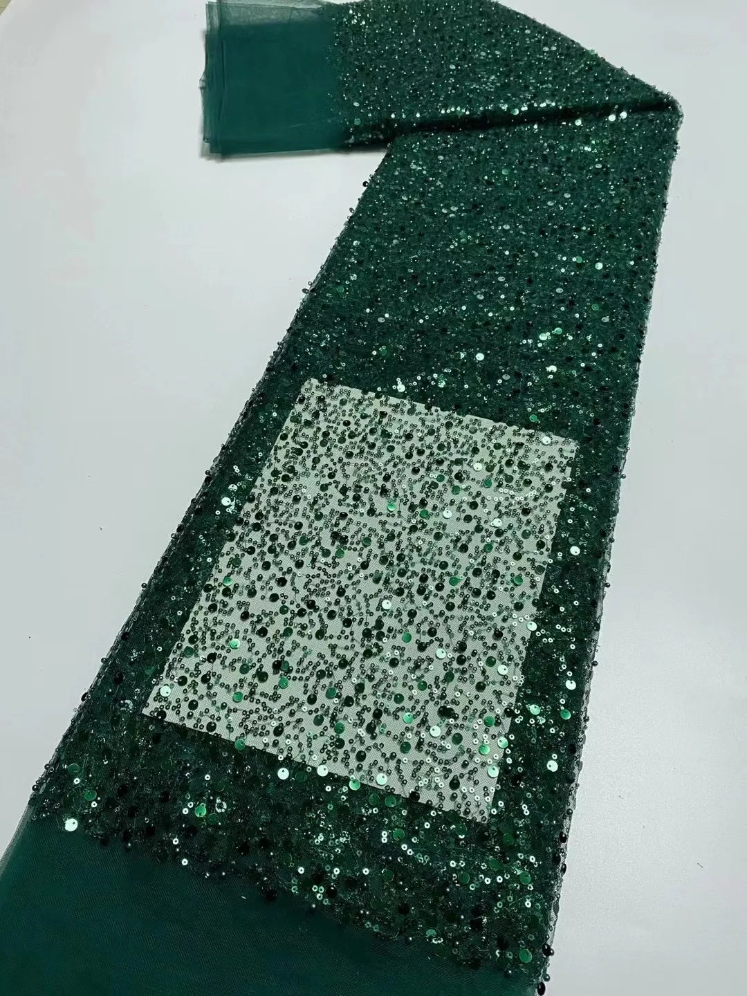 Heavy silver Sequins Lace Fabric With Bead Sequins