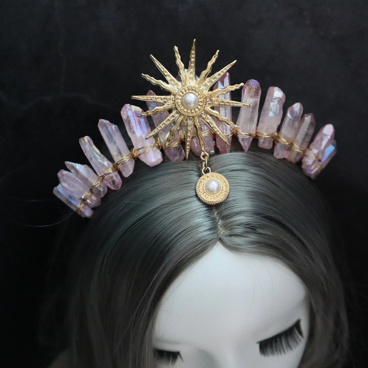 Raw crystal crown The sun goddess crystal Tiaras