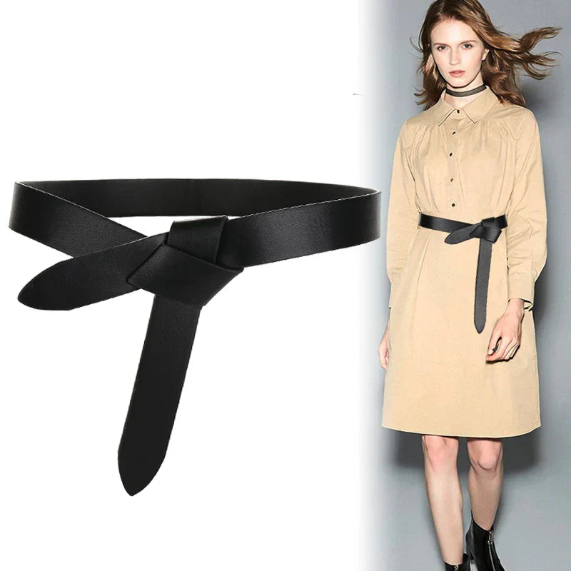 High Quality Long Cowhide Belts Knot Design DIY