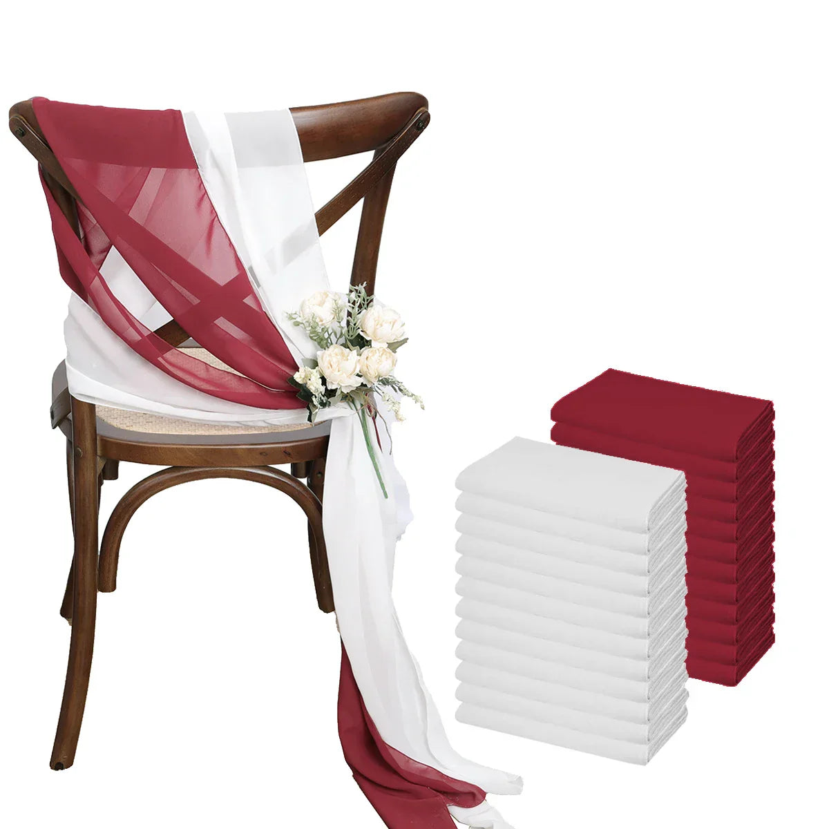 24 Pcs 17x275cm Chiffon Chair Sashes 12 Set