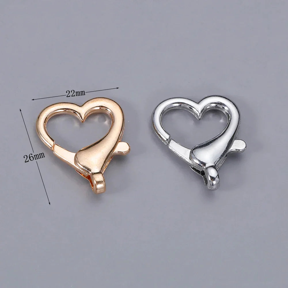 10pcs Heart Lobster Clasp Hook Clip Buckle Spring