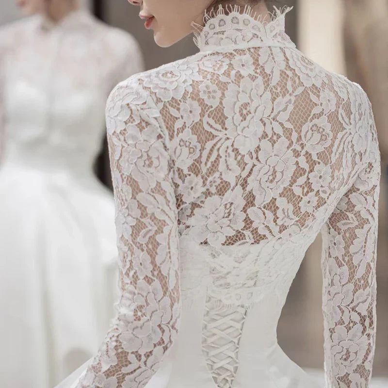 Womens Wedding Dress Capes High Neck Lace Jacket