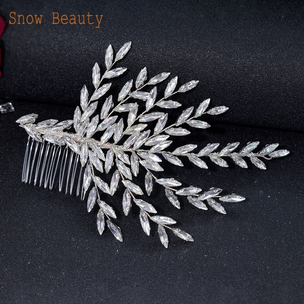 A409 Luxury Wedding Comb Rhinestone Headwear Bride Hair