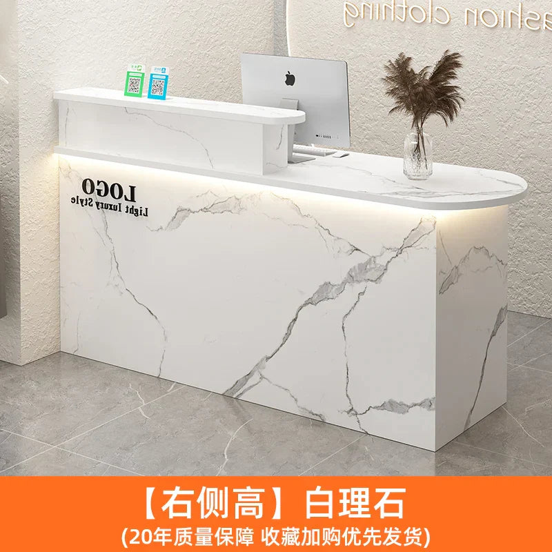 White Stylish Reception Desks Corner Light Bar Office