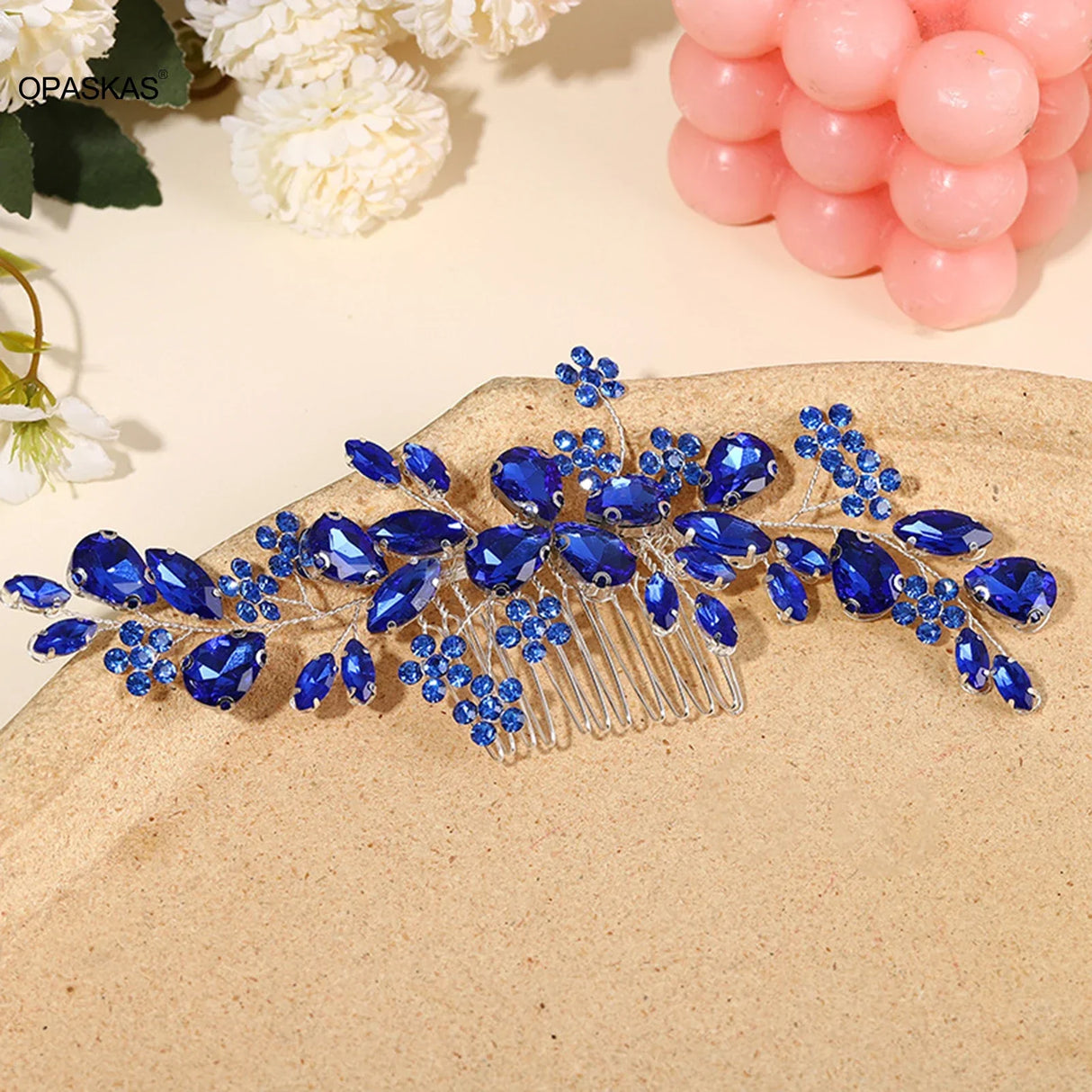 Blue Crystal Hair Comb Bride Tiaras For Women
