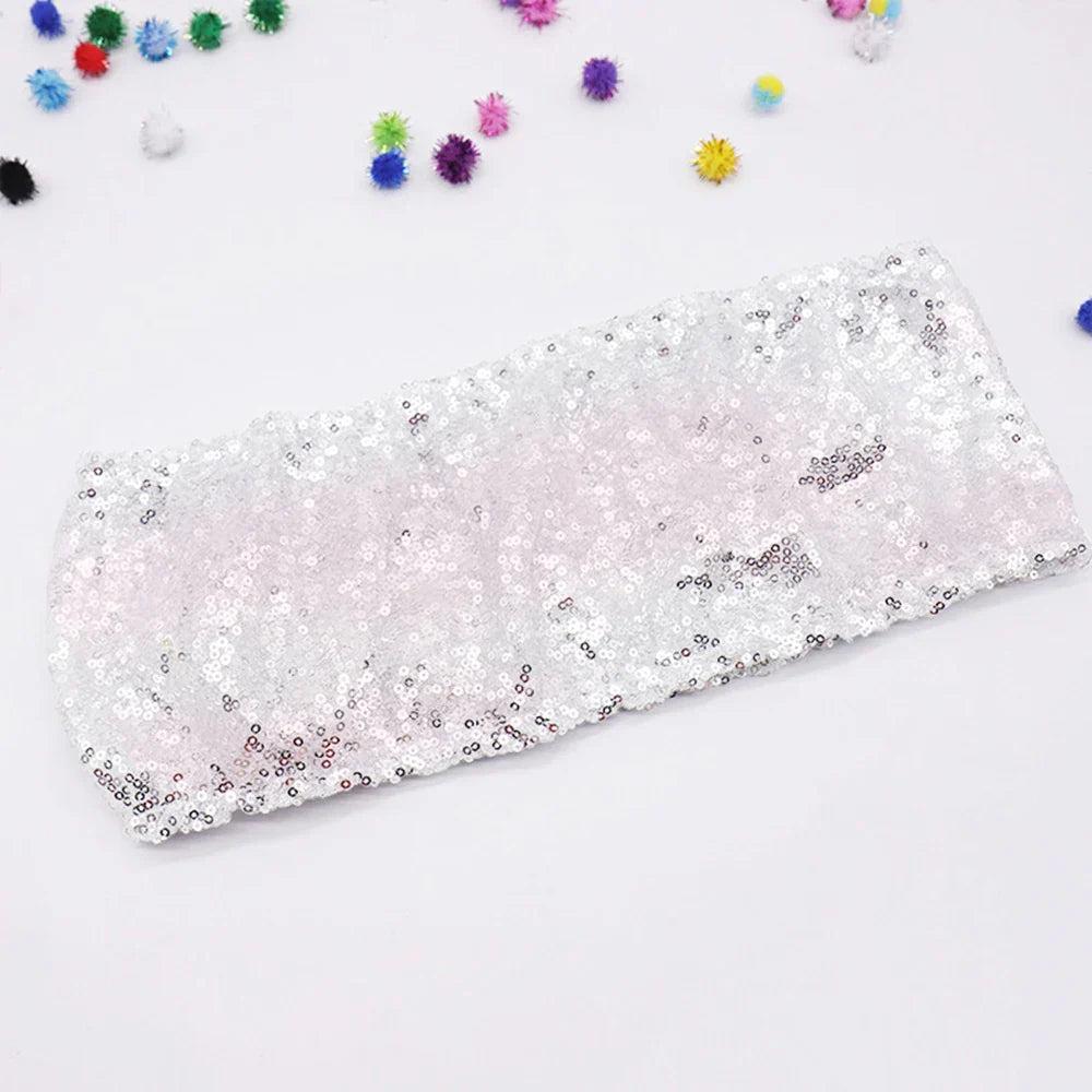 10/50pcs Gold Sequin Chair Sashes Sliver Party Chair