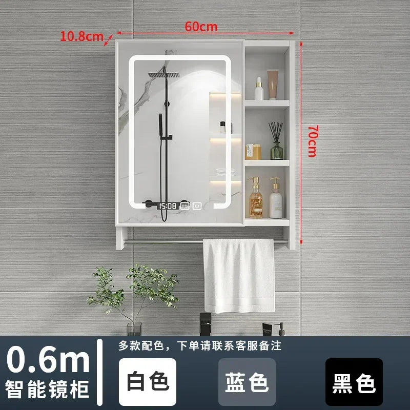 Italian Aluminum Alloy Smart Bathroom Mirror Cabinets Luxury