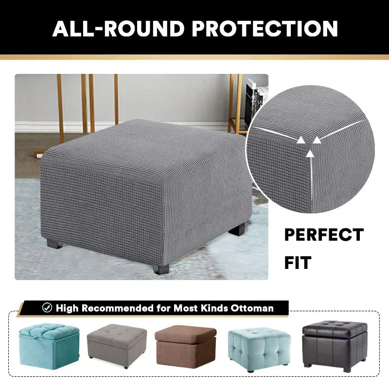 Polar Fleece Footstool Cover Durable Stretch Ottoman Cover