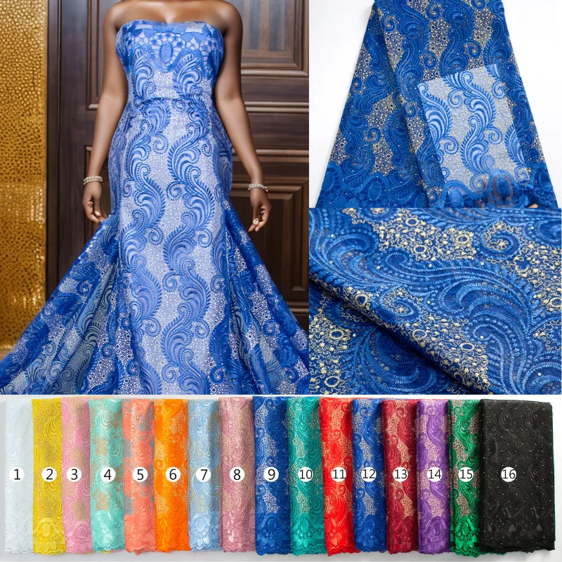 SJD LACE African Lace Fabric with Crystal 2024
