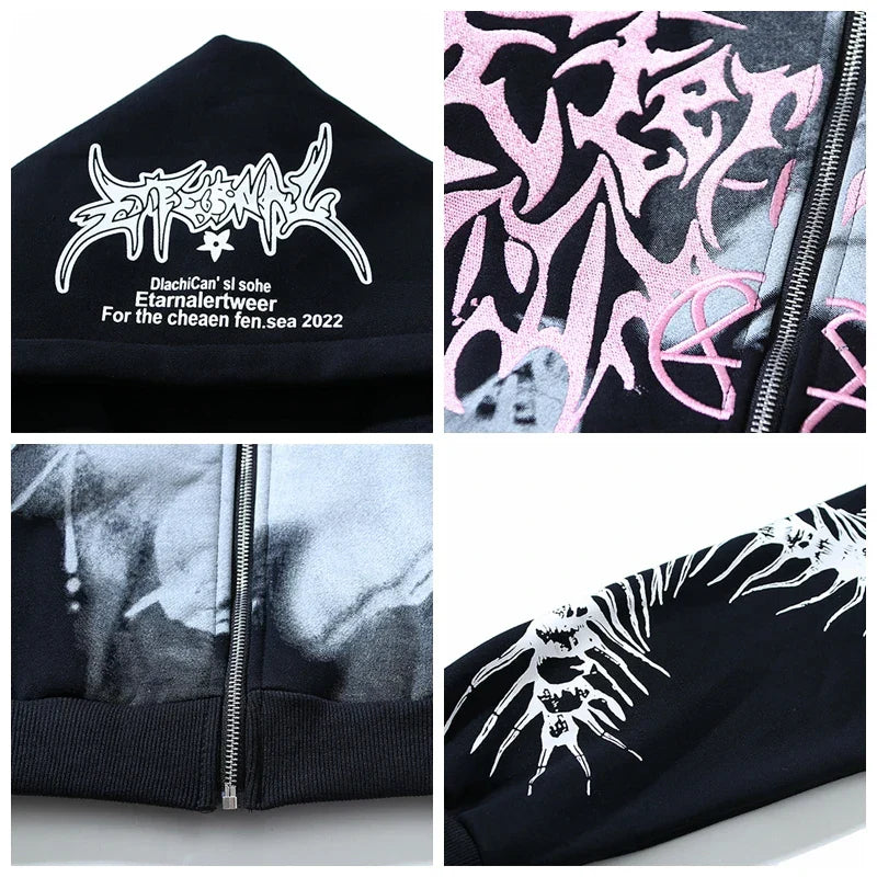 Kanye West Vintage Zip Up Hoodie Dinosaur Bone