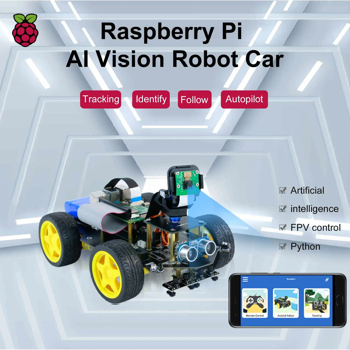 Raspberry Pi 4B Smart AI Vision 4WD Robot