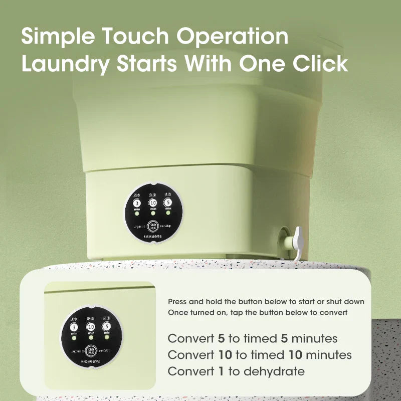 Portable Washing Machine Folding With Dryer Bucket Clothes