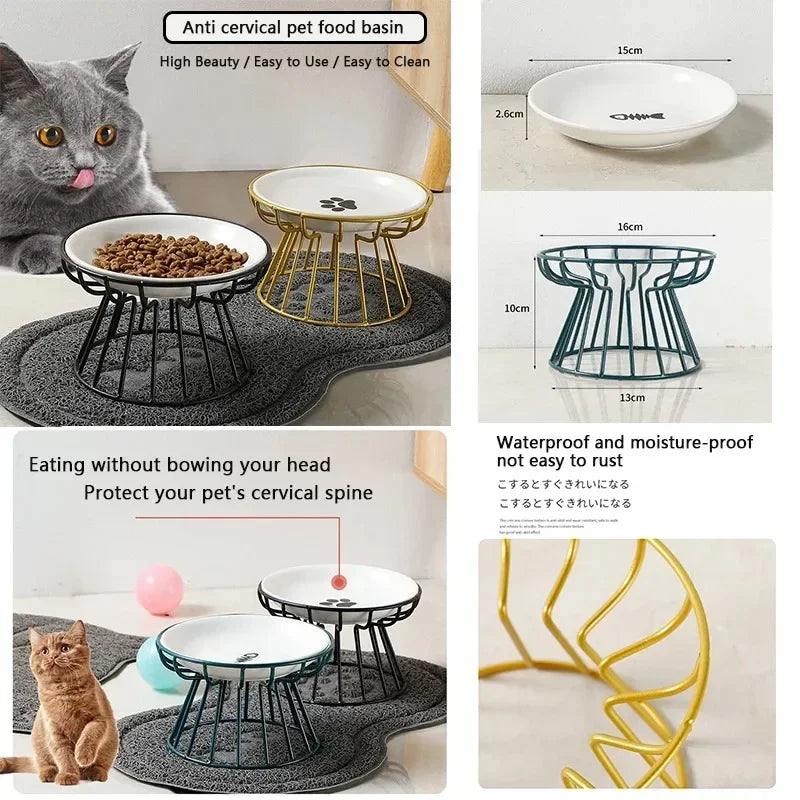 Water Cats Ceramic Stand Accessories Doggie Bowl Outdoor