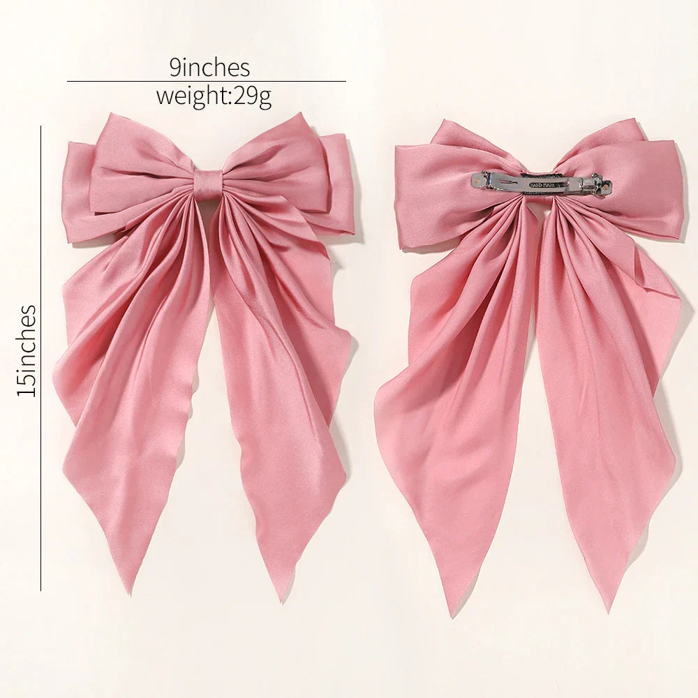 Fashion Two-layers Bowknot Streamer Hairpin Woman Girl Satin
