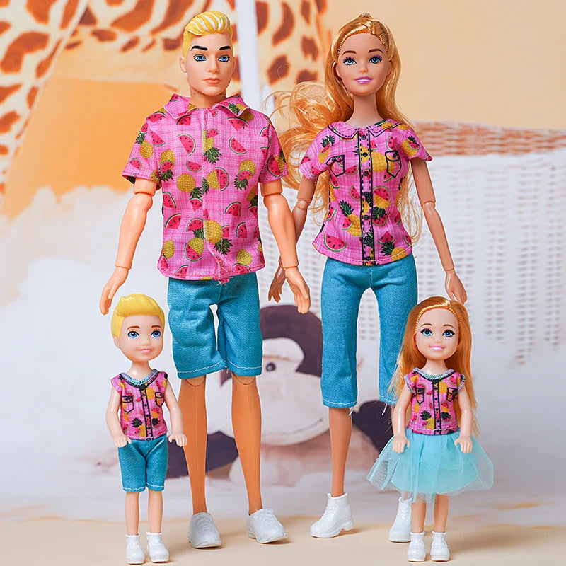 30cm Family Doll Movable Body Mom Dad Ken