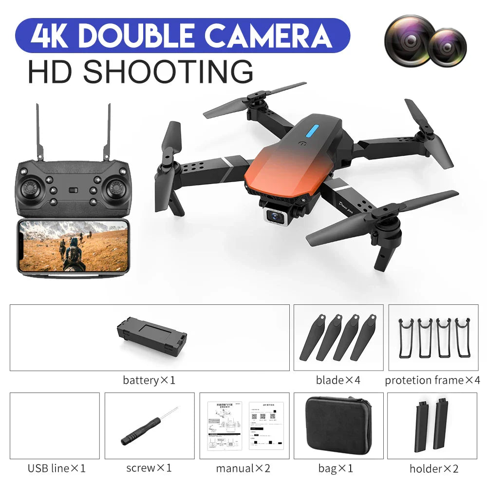 New Orange E525 E88 Pro Mini Drone 4K