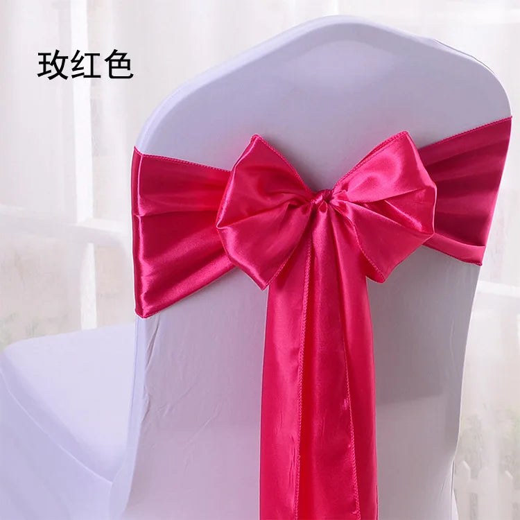 10/100pcs Satin Chair Bow Sashes Wedding Chair Knots